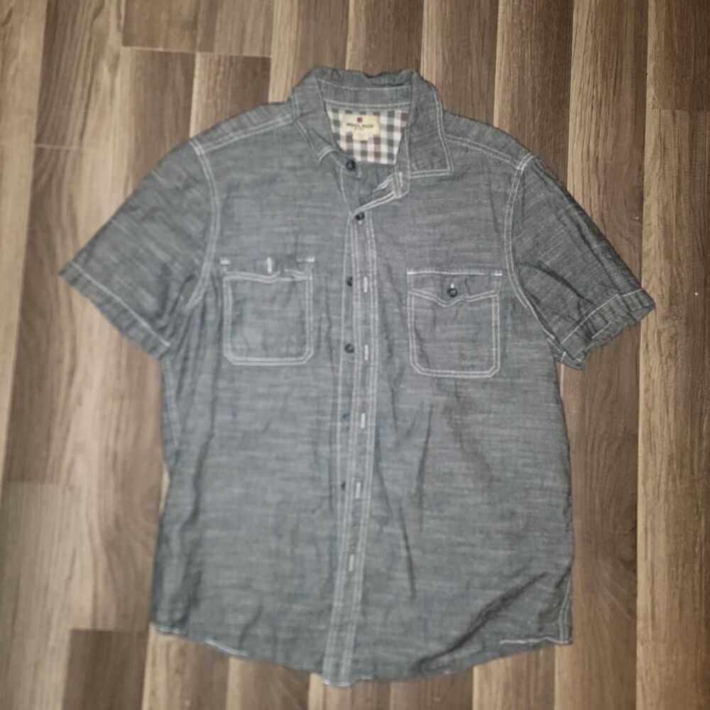 Woolrich Men's Grey and Blue Shirt